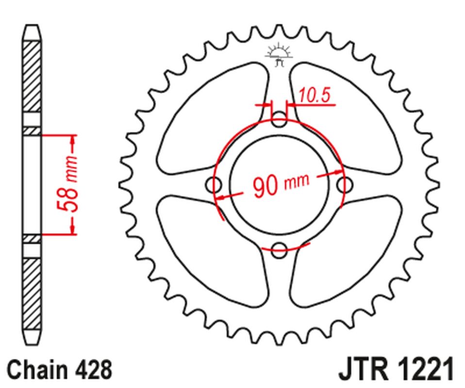 Rear Sprocket 4669 42 HONDA CBR 125 11-17 (-2) (446942JT) (Chain. 428) SCREW HOLE 10,5 - CAN REPLACE 269 42