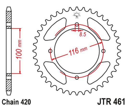 Rear Sprocket 467 48 KAWASAKI KX 85/80 '86-'17 (46748JT) (Chain. 420)
