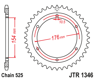 Rear Sprocket 4679 44 HONDA CB 1000RA '18-19, VFR 800 V-TEC (ABS) '14-'17, VFR 800X CROSSRUNNER '15-'17 (467944JT) (Chain. 525)
