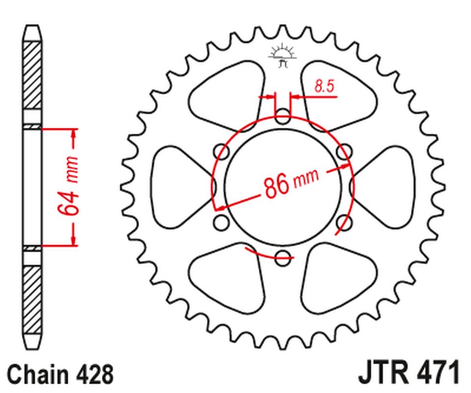 Rear Sprocket 471 50 KAWASAKI KE 125 '76-87', KE 175 '76-78' (47150JT) (Chain.428)