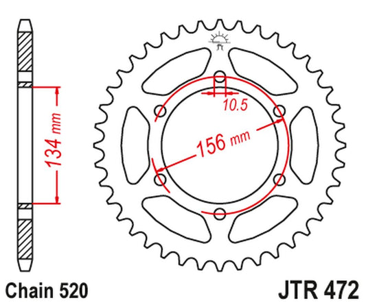 Rear Sprocket 473 40 KAWASAKI Z 200 '77-83', Z 250 '81-83' (47340JT) (Chain.520)