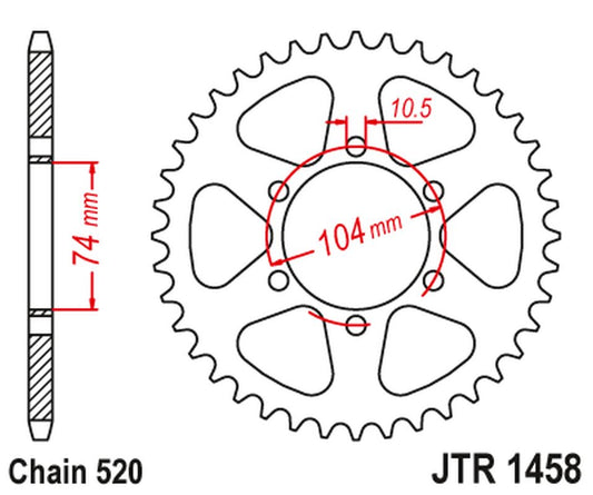 Rear Sprocket 475 40 KAWASAKI KL 250 '77-78', KE 250 '77-79' (47540JT) (Chain520)