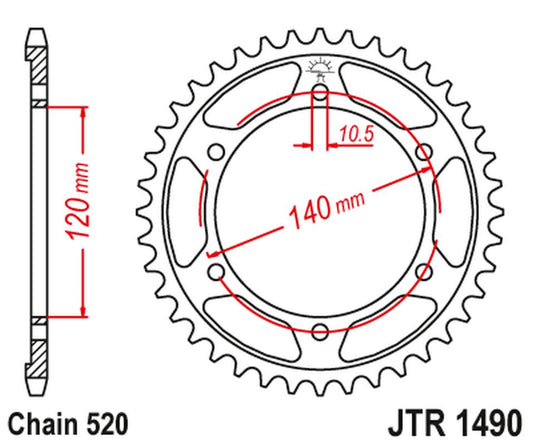 Rear Sprocket 475 42 KAWASAKI KLR 250 84-05 (47542JT) (Chain. 520)