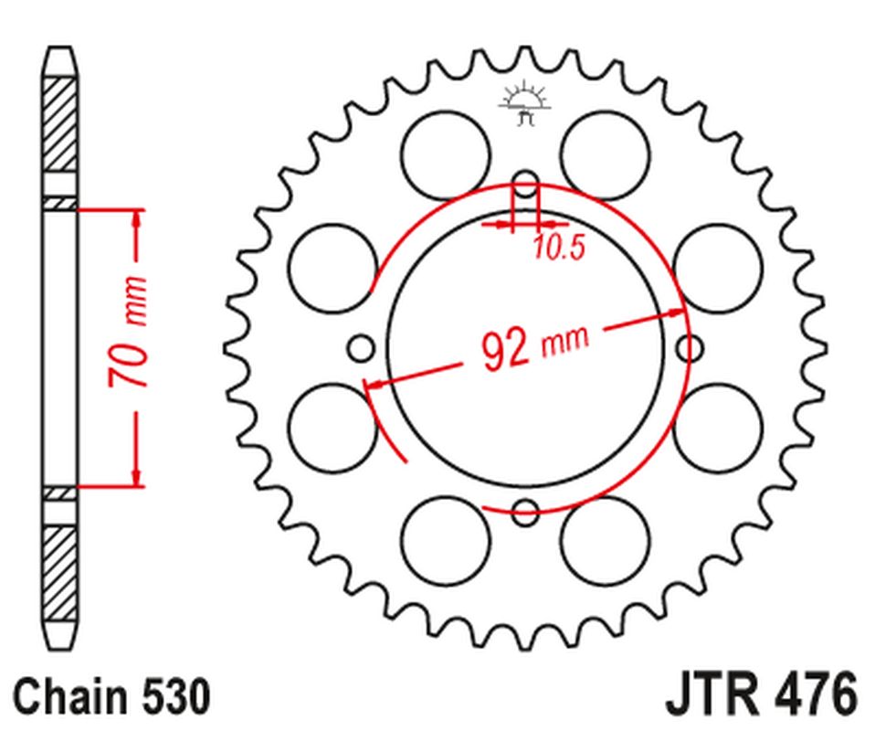 Rear Sprocket 476 40 KAWASAKI GPZ 250 '83-85', Z 250/400/440/500/550 '78-85' (47640JT) (Chain.530)