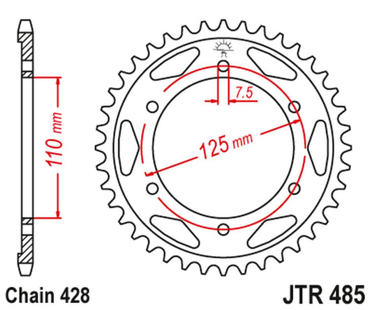 Rear Sprocket 485 46 GILERA 125 KK/KZ '06-89', 125 COUGAR '01' (48546JT) (Chain.428)