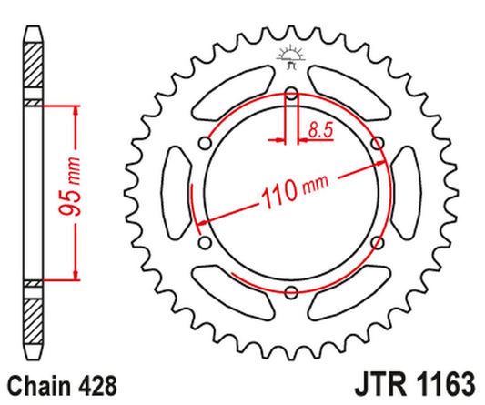 Rear Sprocket 486 45 CAGIVA 125 ELEFANT/STX ALETTA ROSSA '83-88' (48645JT) (Chain. 428)