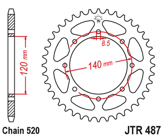 Rear Sprocket 487 37 KAWASAKI W800 BKF STREET, CKF CAFE '19 (JTR487.37) (Chain. 520)