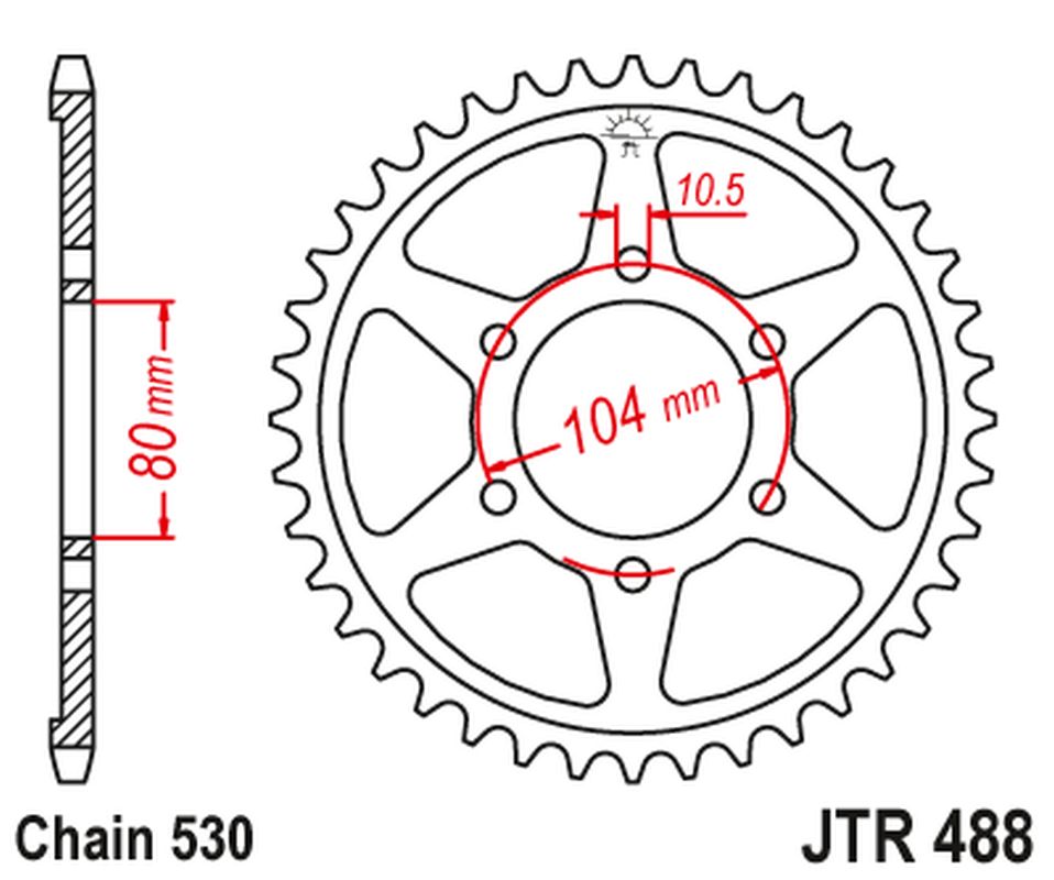 Rear Sprocket 488 45 KAWASAKI ZXR750 J '91-'92 (48845JT) (Chain. 530)