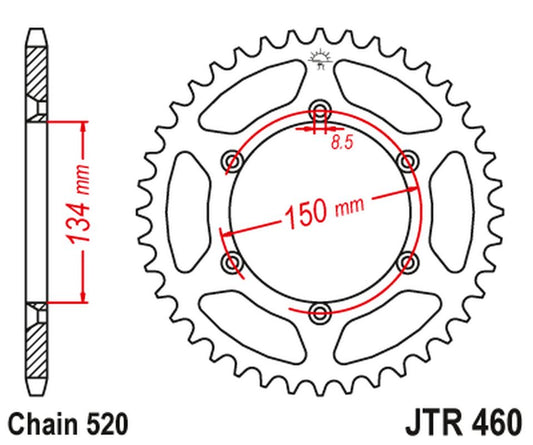 Rear Sprocket 489 46 KAWASAKI KX/KXF `84-20 (48946JT) (Chain. 520)