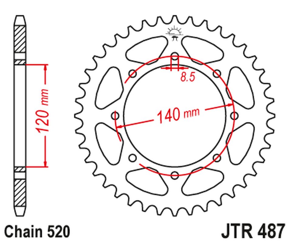 Rear Sprocket 491 47 KAWASAKI KLE 500 '97-'05 (+1) (49147JT) (Chain. 520)