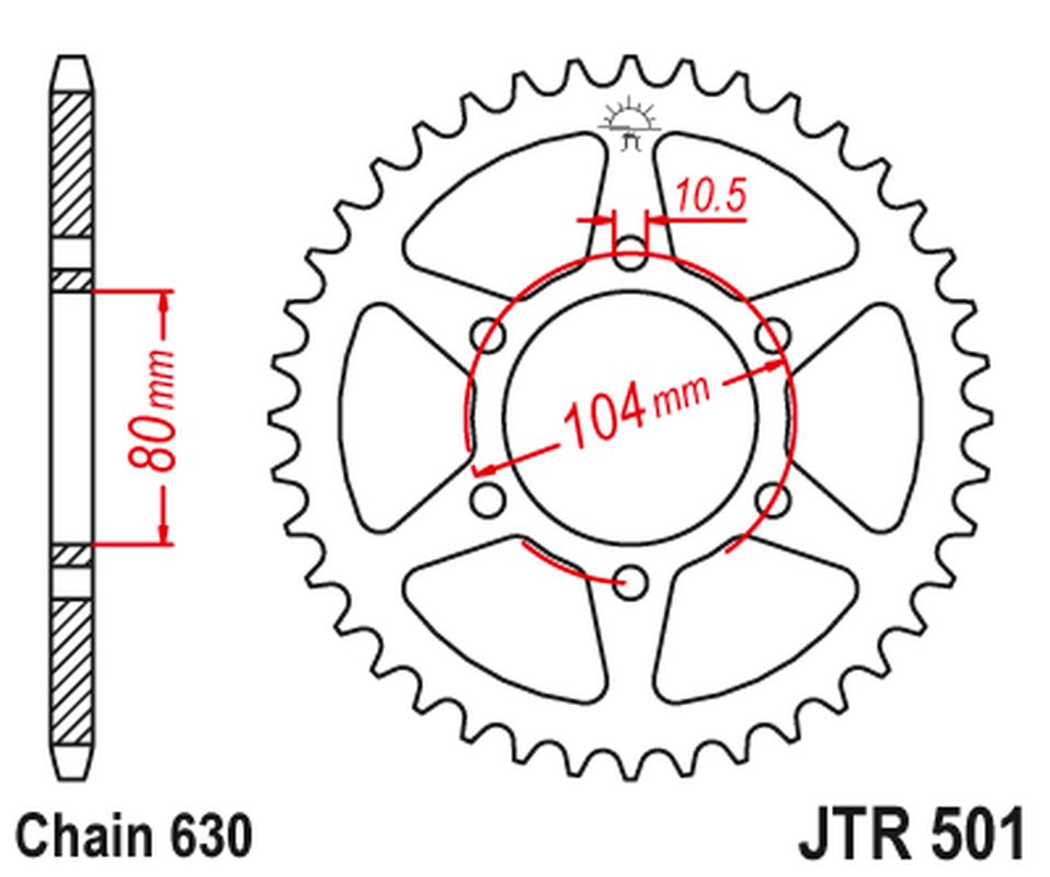 Rear Sprocket 501 40 KAWASAKI GPZ 1100(ZX1100B2) '82 (50140JT) (Chain.630)