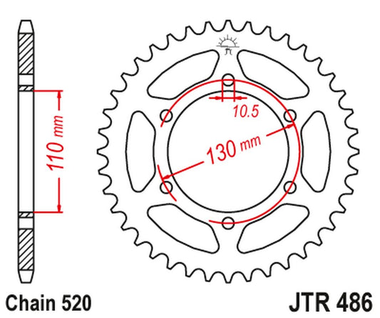 Rear Sprocket 504 42 KAWASAKI EX300 NINJA '13-'17 (50442JT) (Chain. 520) BLACK