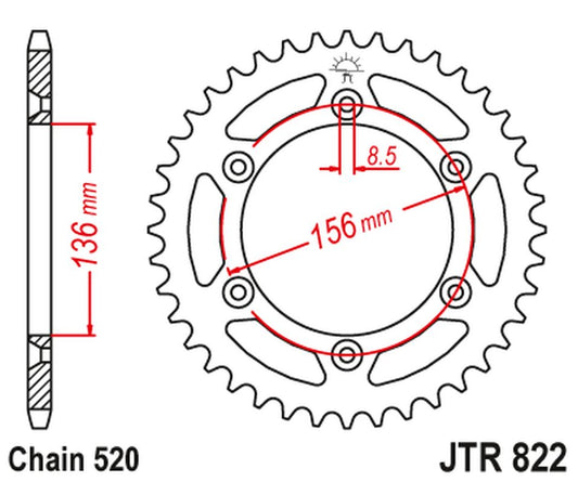 Rear Sprocket 702 48 BETA 450RR '10-12, GAS GAS EC 450 '03-15, EC 300 '01-15, EC 250 '01-18, EC 200 '03-15, HUSQVARNA CR/WR 250 '92-12, TE 610 '91-01 (70248JT) (Chain. 520)
