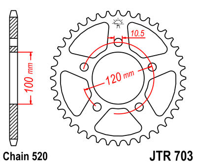 Rear Sprocket 703 41 CAGIVA TAMANACO 125 88-91 (70341JT) (Chain. 520) - Replaces 70340JT (JTR698.40)