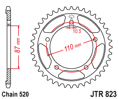 Rear Sprocket 795 47 SUZUKI SFV 650 GLADIUS '09-14 (+1), DL 250 V-STROM '17-19 (79547JT) (Chain. 520)