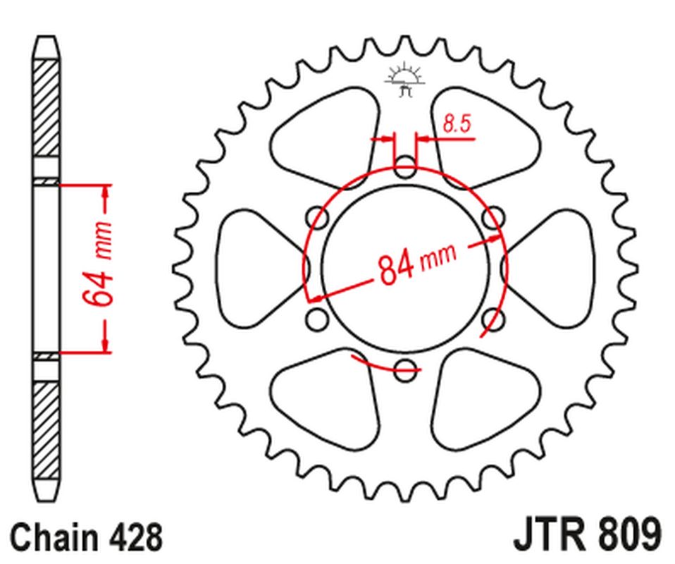 Rear Sprocket 809 47 SUZUKI TC 100 '72-77, TS 100 '73-75, DR 125 '80-85, SP 125 '82-83 (80947JT) (Chain. 428)