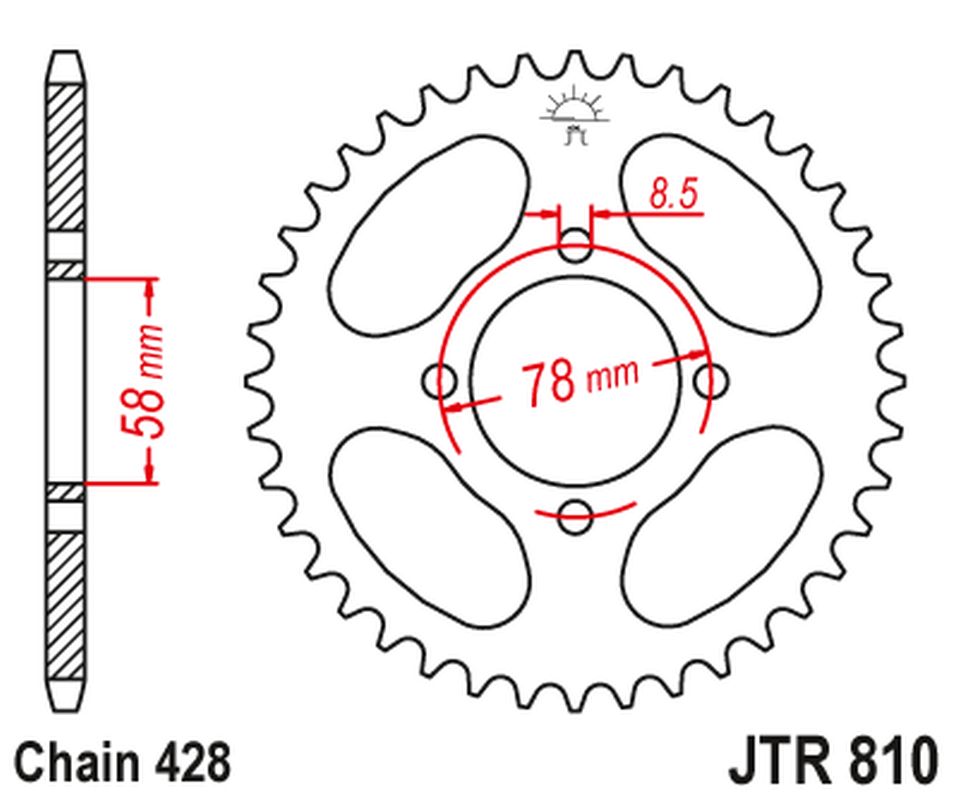 Rear Sprocket 810 43 SUZUKI GS 125 '83-00 (81043JT) (Chain. 428)