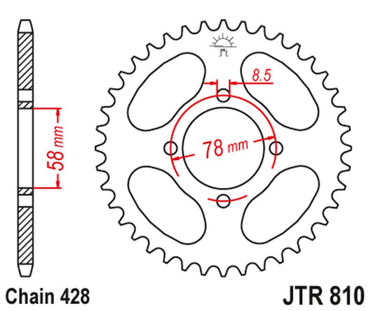 Rear Sprocket 810 49 SUZUKI RG 80 GAMMA '85-94 (81049JT) (Chain. 428)