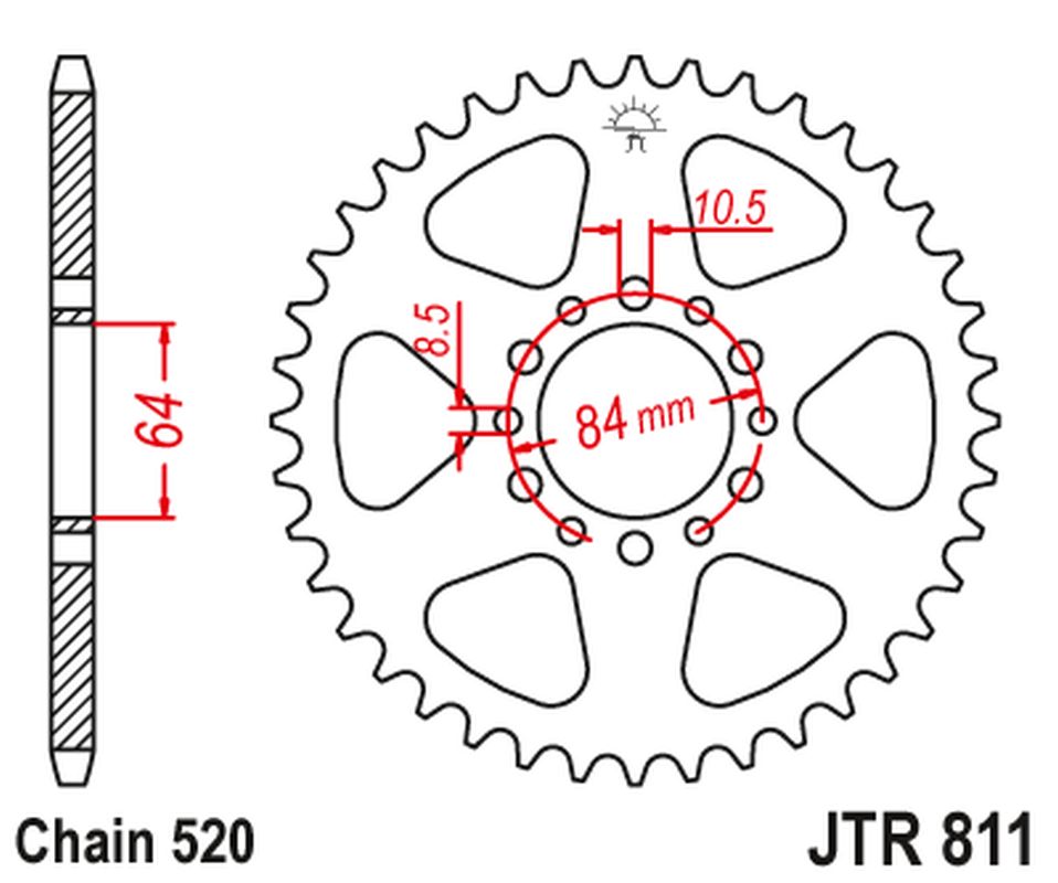 Rear Sprocket 811 46 SUZUKI DR 200 '86-91 (+2) (81146JT) (Chain. 520)