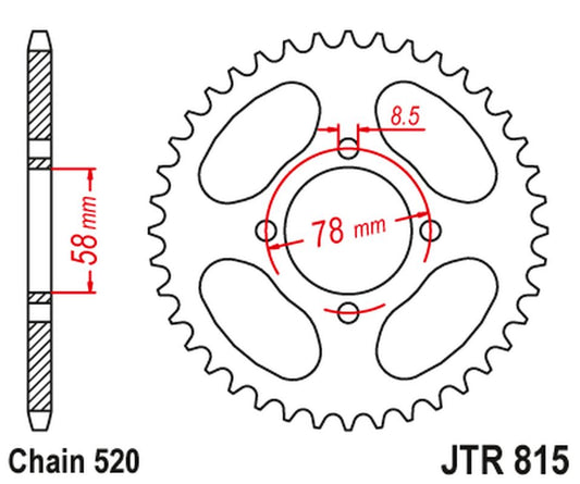 Rear Sprocket 815 38 SUZUKI GT 185 '74-79 (81538JT) (chain.520)
