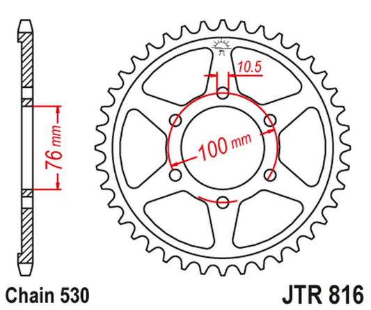 Rear Sprocket 816 38 SUZUKI GR 650 '83-85 (81638JT) (Chain. 530)