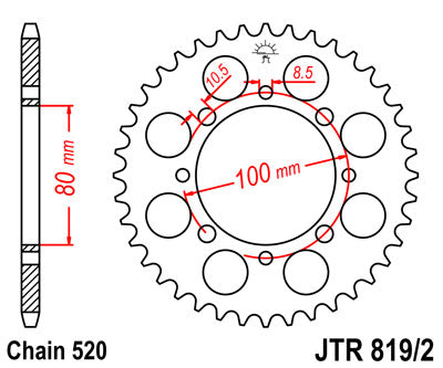 Rear Sprocket 819 41 SUZUKI GZ 250 MARAUDER (99-10), GN 250 (82-99) (81941JT) (Chain. 520)