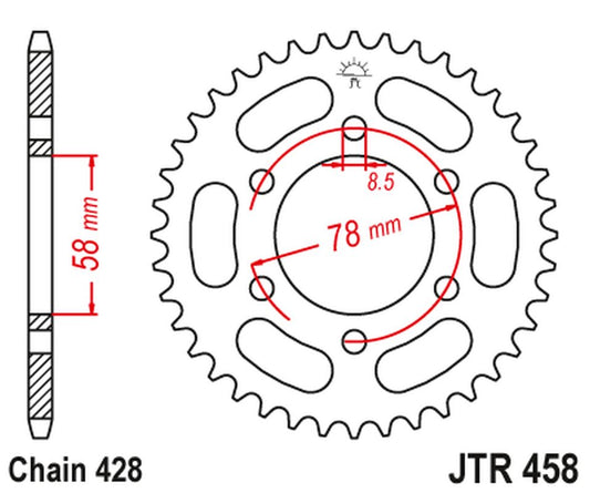 Rear Sprocket 826 40 KAWASAKI KH 100 '93-94', KH 125 '83-94' (6 Holes) (82640JT) (Chain.428)