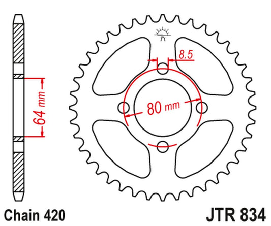 Rear Sprocket 834 30 YAMAHA LB 80 CHAPPY (83430JT) (Chain. 420)