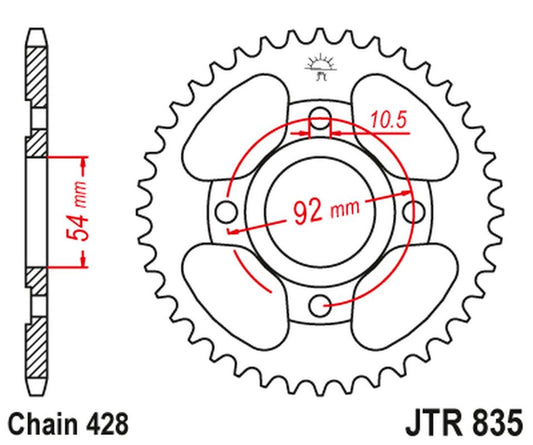 Rear Sprocket 843 44 YAMAHA SR 185 '81-82 (84344JT) (Chain. 428)