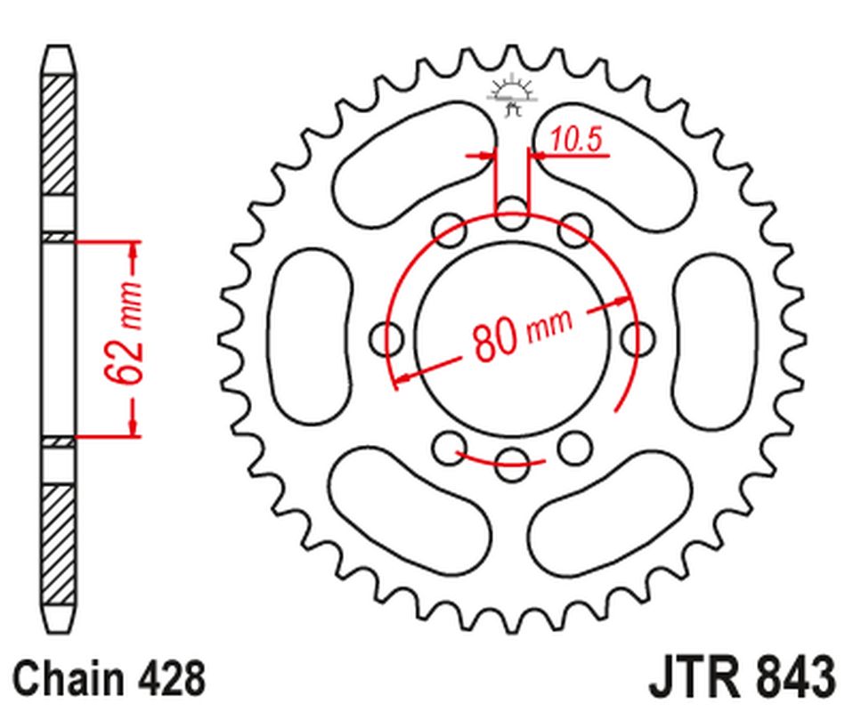 Rear Sprocket 843 48 YAMAHA DT 80LC '83-84, DT 125 LC (-1), SR 125 '80-'94 (-1) (84348JT) (Chain. 428)