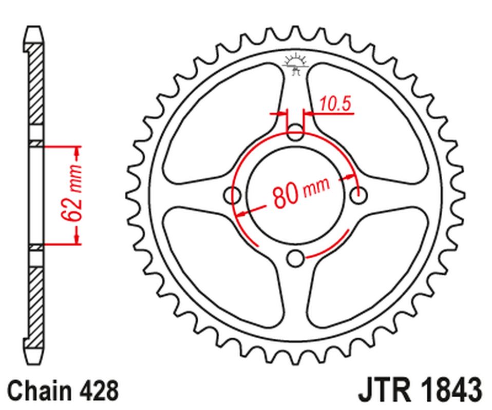 Rear Sprocket 843 54 YAMAHA TT-R 125 '02-21' (84354JT) (Chain.428)