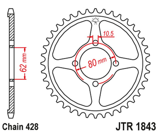 Rear Sprocket 843 54 YAMAHA TT-R 125 '02-21' (84354JT) (Chain.428)