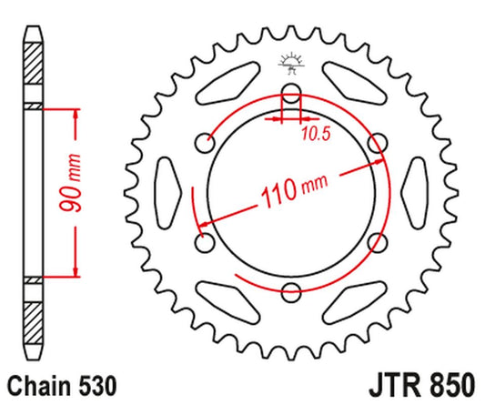 Rear Sprocket 850 31 YAMAHA XS 650 '75-81 (85031JT) (Chain. 530)
