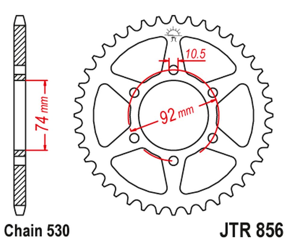 Rear Sprocket 852 44 YAMAHA XJ 400 / XJ 550 SECA/MAXIM '81-85 (85244JT) (Chain. 530)