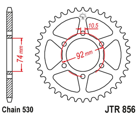 Rear Sprocket 852 44 YAMAHA XJ 400 / XJ 550 SECA/MAXIM '81-85 (85244JT) (Chain. 530)