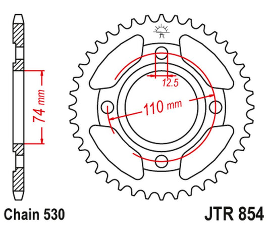 Rear Sprocket 854 43 YAMAHA XS 250 '78-80, XS 500 '76-77 (85443JT) (Chain. 530)