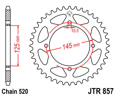 Rear Sprocket 857 45 YAMAHA XT 600E '90-03, XT 660Z TENERE '91-00 (85745JTZBK) (Chain. 520) COLOR BLACK - SEE ALSO 458845JT