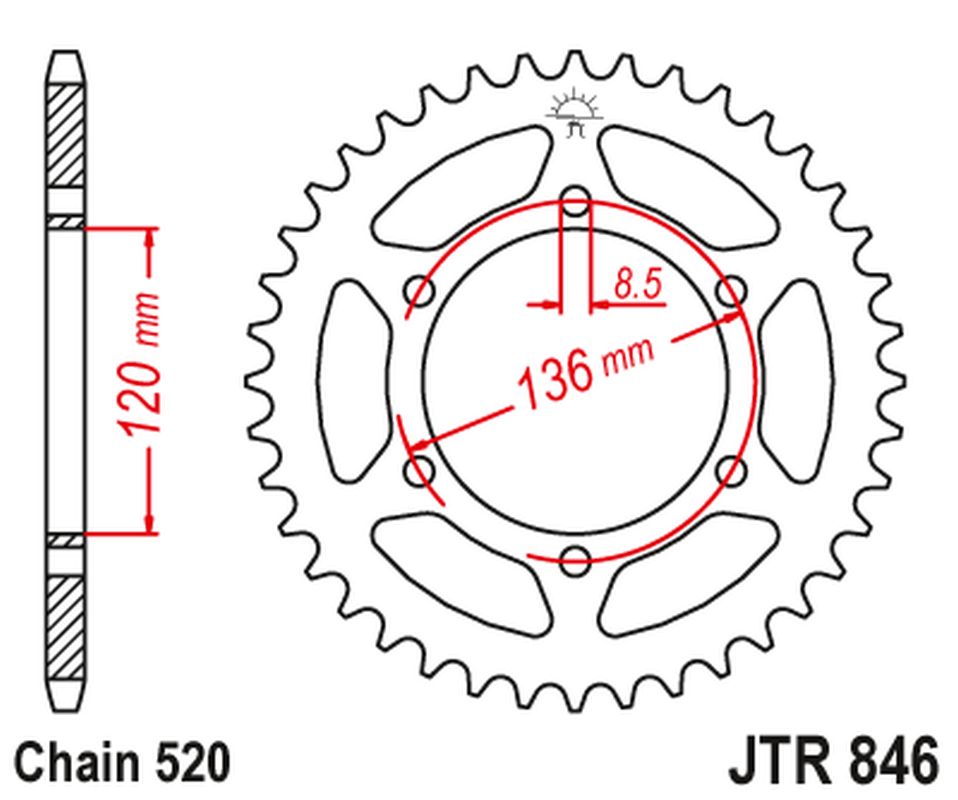Rear Sprocket 859 45 YAMAHA XJR 400 '93-08, FZ 400 '84-87, TDR 250 '88-90 (85945JT) (Chain. 520)