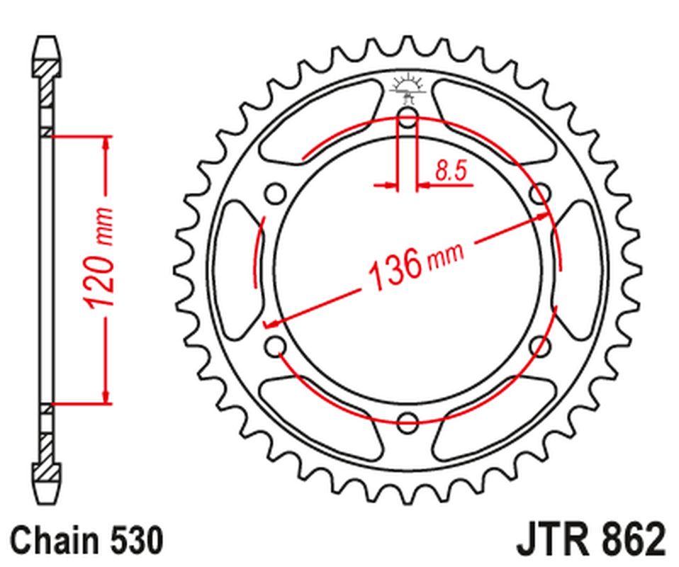 Rear Sprocket 864 38 YAMAHA RD 500LC '84-87, RZV 500R (86038JT) (Chain. 530)