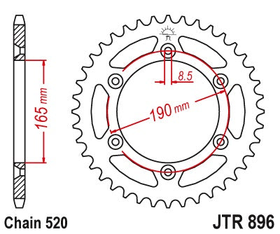 Rear Sprocket 896 48 KTM 600 LC4 ENDURO (88-89), 125 ENDURO (89) (Chain. 520) (89648JT)