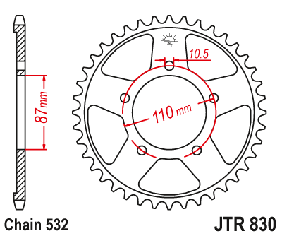 Rear Sprocket Aluminium 7075-T6 (ERGAL) 4675 42 KTM 200 DUKE/RC '15-'20 COLOR ORANGE -