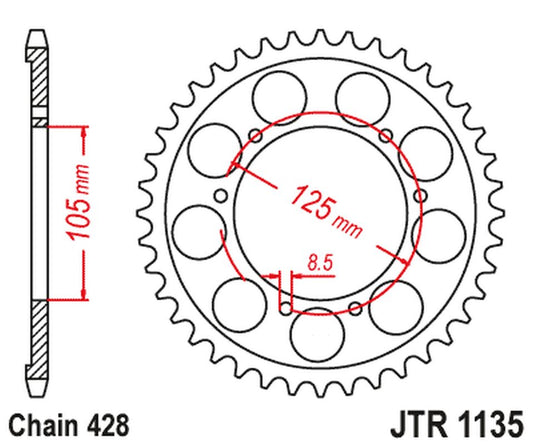 Rear Sprocket APRILIA RX 125 E4 '18-'23 (JTR1135.69)* (Chain. 428)