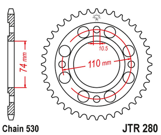 Rear Sprocket HONDA CB 500 T '75-77' (28033JT) (Chain.520)