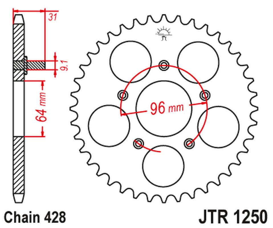 Rear Sprocket JTR1250 48 HONDA NX 125 '89-90' (JTR1250.48)*(chain428)