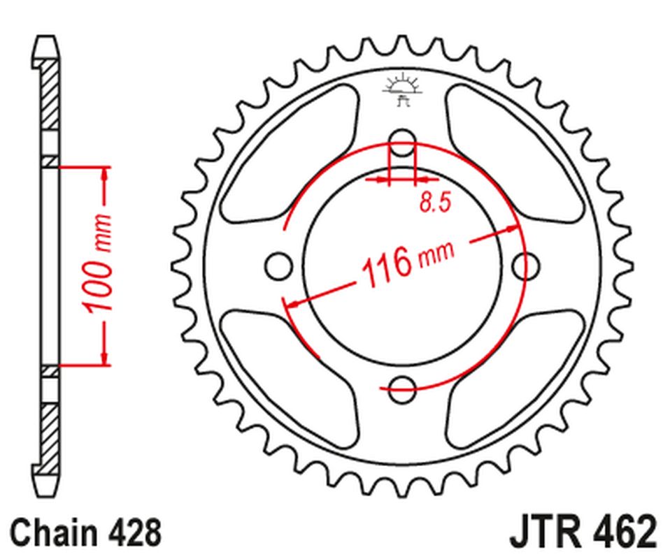 Rear Sprocket JTR462 54 KAWASAKI KX 80 '86-99', KX 85 '01-20', KX 100 '86-21' (46254JT) (Chain.428) CONVERSION