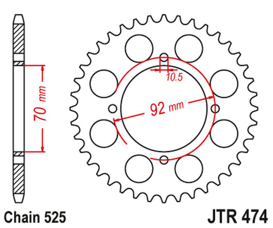 Rear Sprocket JTR474 48 KAWASAKI KH 250 '75-82', S1 250 '73-75' (47448JT) (chain.525)
