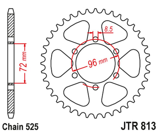 Rear Sprocket SUZUKI TM 400 '71-75, TS 250 '75-83, TS 400 '72-77 (JTR813,40) (Chain. 525)