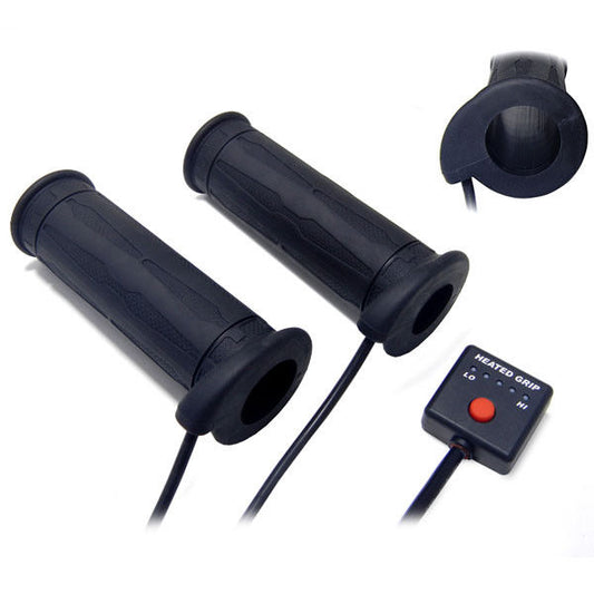 HEATED GRIPS WITH CONTROLLER (22MM/25MM 7/8-1") LENGTH 120MM (HG-07 STRUCTURE) - 5 HEAT LEVELS (OF691) (EL) 
