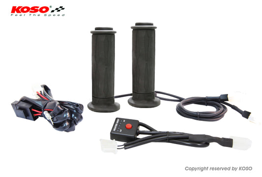 HEATED GRIPS WITH CONTROLLER (22MM/25MM 7/8-1") LENGTH 130MM (HG-07 STRUCTURE) - 5 HEAT LEVELS (OF690) (EL) 