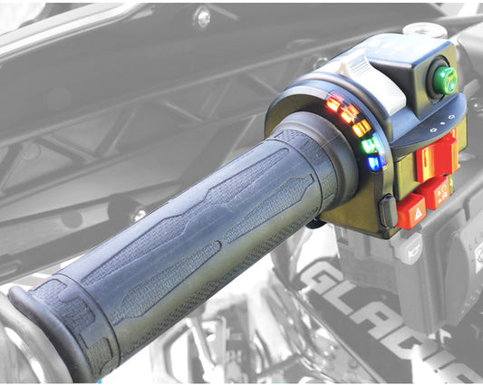 HEATED GRIPS WITH CONTROLLER AND THUMB HEATER ATV/SNOWMOBILE (22MM + 22MM, 7/8 + 7/8 INCH) LENGTH 130MM 5 HEAT LEVELS 